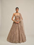 Ash Pink Circular Cutwork Lehenga With Corset Set