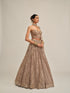 Ash Pink Circular Cutwork Lehenga With Corset Set