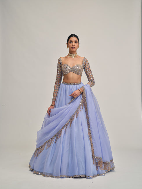 Dew Blue Lehenga Set