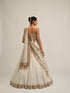Off White Linear Lehenga With Corset Set