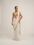 Off White Draped Saree Set