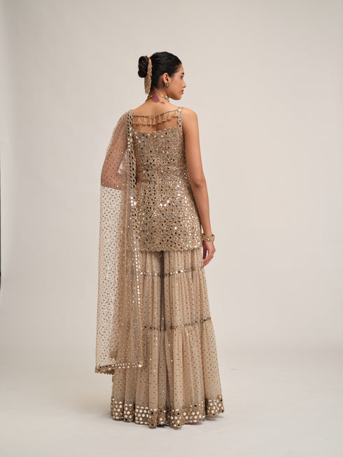 Light Beige Kurta Sharara Set