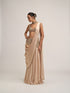 Light Beige Satin Draped Saree Set