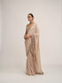 Light Beige Round Neck Cutwork Border Saree Set