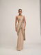 Light Beige Round Neck Cutwork Border Saree Set