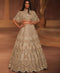 Beige Gold Cape Lehenga Set