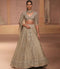 Beige Gold Organza Lehenga Set