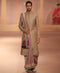 Beige Gold Raw Silk Sherwani Set