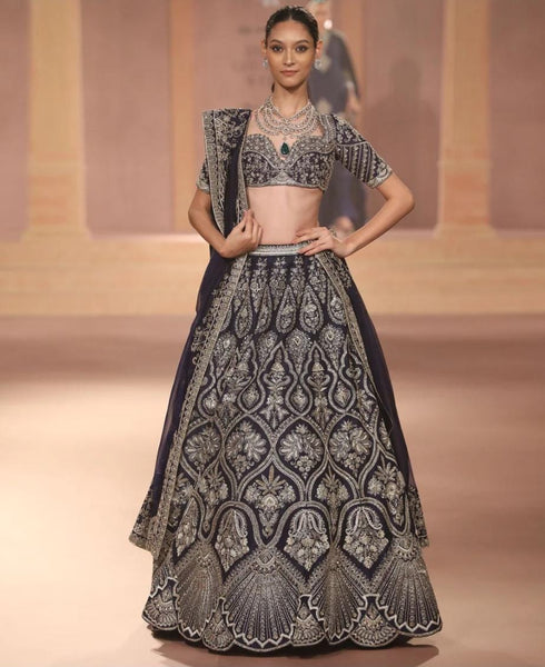 Purple Raw Silk Lehenga Set