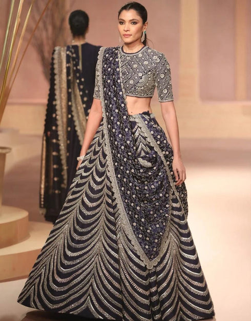 Purple Raw Silk Lehenga Set