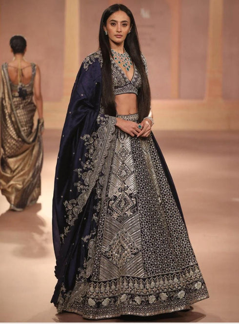 Purple Raw Silk Lehenga Set