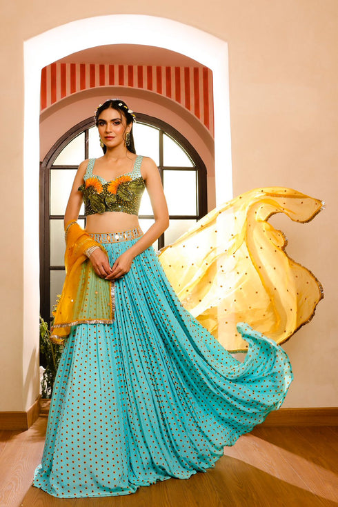 Sea-Blooming Sunflower Lehenga