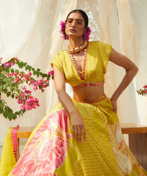 Yellow Knotted Lehenga