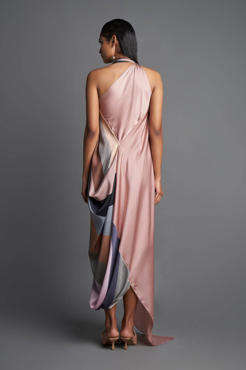 draped assymetrical gown