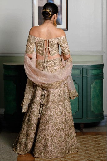 Aida Blush Embroidered Choli And Lehenga With Embroidered Dupatta