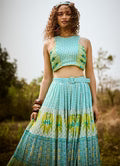 Printed Aqua Green Lehenga Set