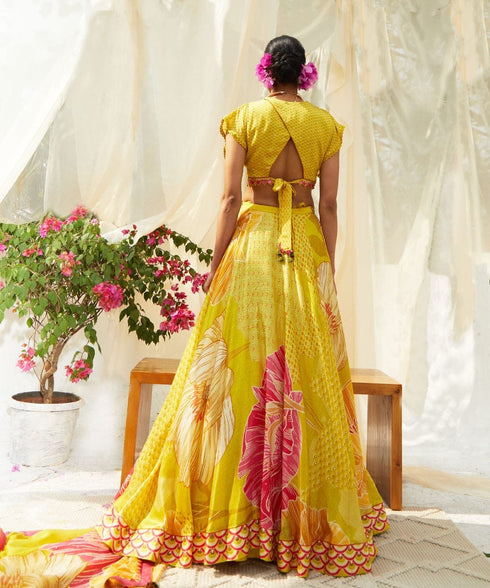 Yellow Knotted Lehenga