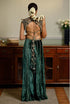 Benazir Emerald Green Embroidered Back Tie-Up Choli And Sharara Pant