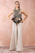 Black Embroidered Bib Yoke With Bustier And Dull Gold Sharara