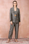 Black Embroidered Blazer With Bustier And Pant