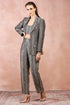Black Embroidered Blazer With Bustier And Pant