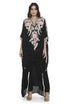Black Embroidered High Low Kaftan With Jogger Pant