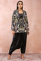 Black Embroidered Jacket With Bustier And Low Crotch Pant