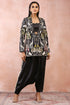 Black Embroidered Jacket With Bustier And Low Crotch Pant
