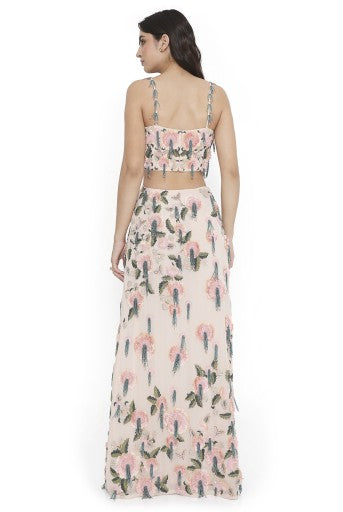 Blush Pink Embroidred Choli With Slit Skirt