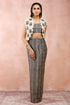 Dull Gold Embroidered Jacket With Black Brocade Bustier And Skirt