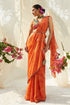 Rust Chinon Chiffon Abstract Printed Pre-Draped Saree Set