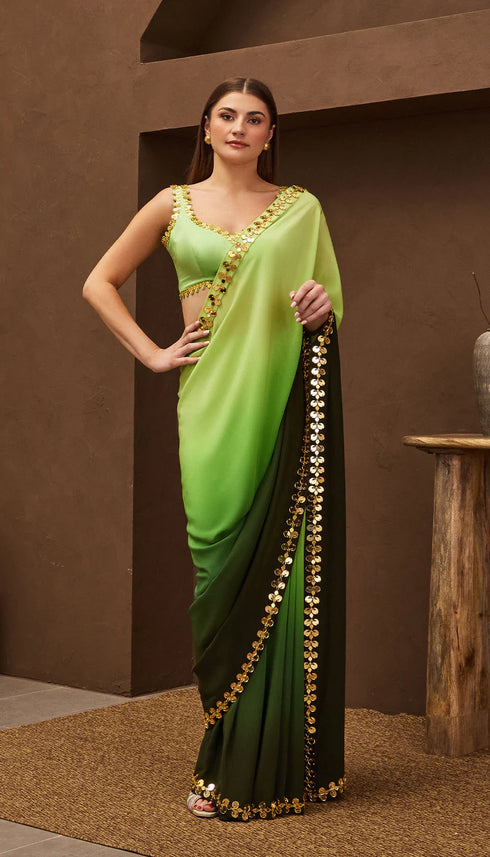 Green Gleam Pre-Stitched Saree