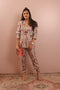 Grey Gulbagh Print Blazer With Bustier And Pant