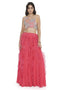 Hot Pink Embroidered Choli With Ruffled Sharara