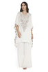 Ivory Embroidered Crepe Kaftan With Crepe Palazzo