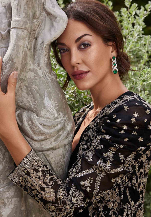 Black Embroidered Long Jacket