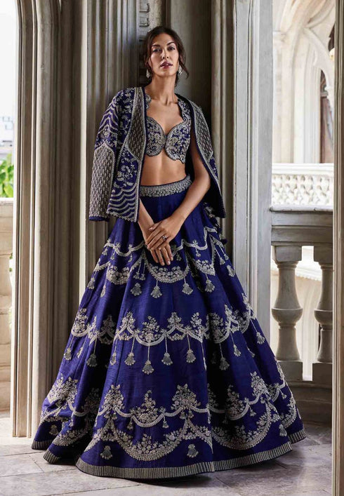 Purple Embroidered Lehenga