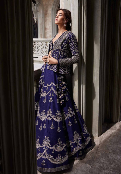 Purple Embroidered Lehenga