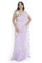 Lavender Embroiderd Choli With Frill Saree