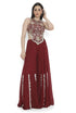 Maroon Embroidered Back Tie-Up Choli With Sharara