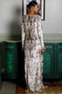 Mehuish Ochre Forest Whisper Printed Embroidered Kaftan