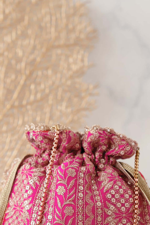 Mirai Embroidered Clutch Pink