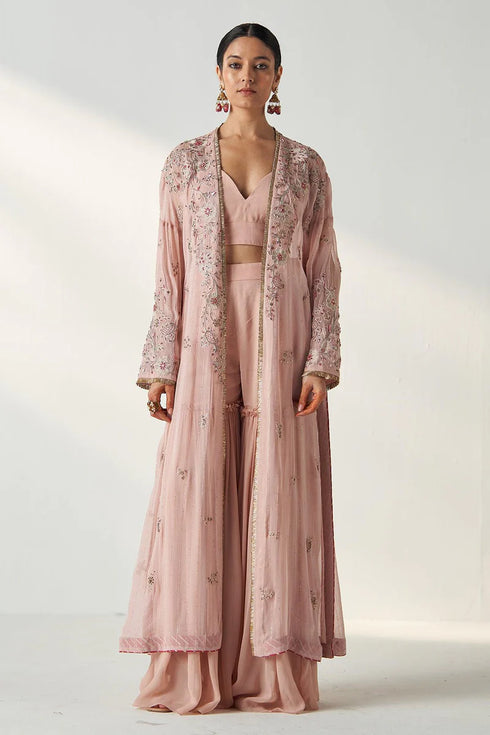 Nisha Blush Pink Cape Gharara Set