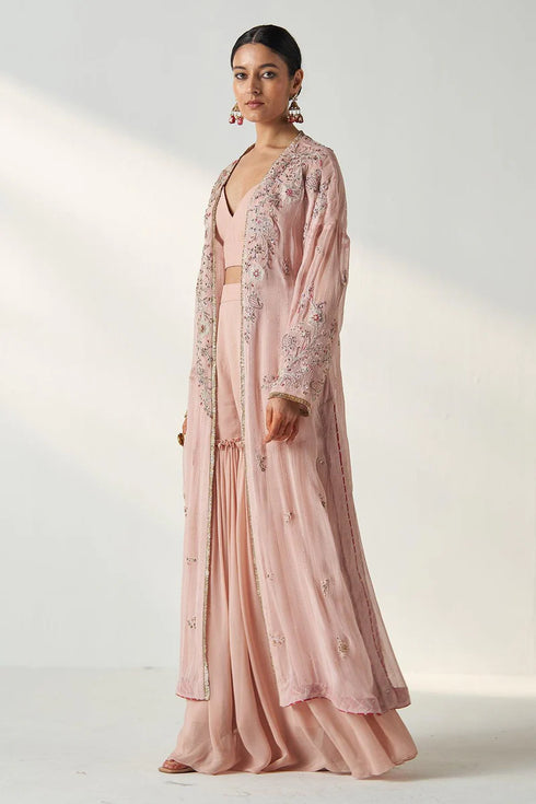 Nisha Blush Pink Cape Gharara Set