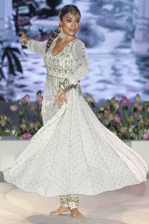 Off White Embroidered Anarkali And Churidar With Dupatta