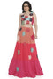 Off-White Embroidered Choli With Multi Colour Layered Lehenga.