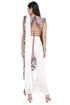Off-White Georgette Embroidered Choli With Heavy Mukaish Georgette Low Crotch Dhoti Drape Saree