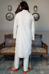 Off White Pocket Embroidered Kurta With Pant