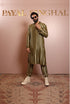 Olive Embroidered Bomber Kurta With Jogger Pant
