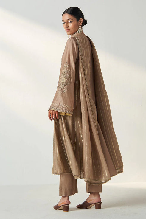 Palak Fawn Anarkali Pant Set